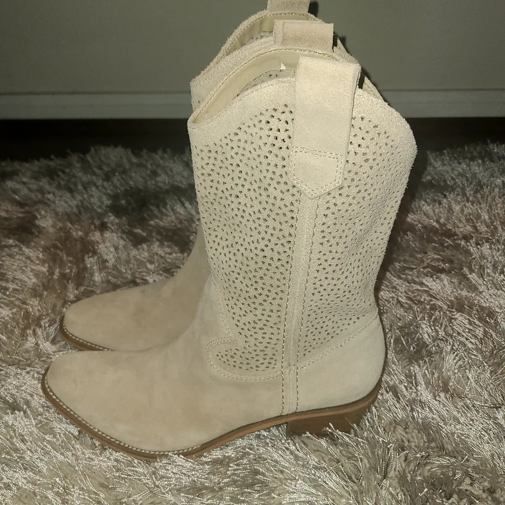 BCBG Beige Western Ankle Boots - Picture 3 of 9
